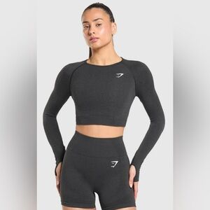 Gymshark Charcoal Long Sleeve Crop Top